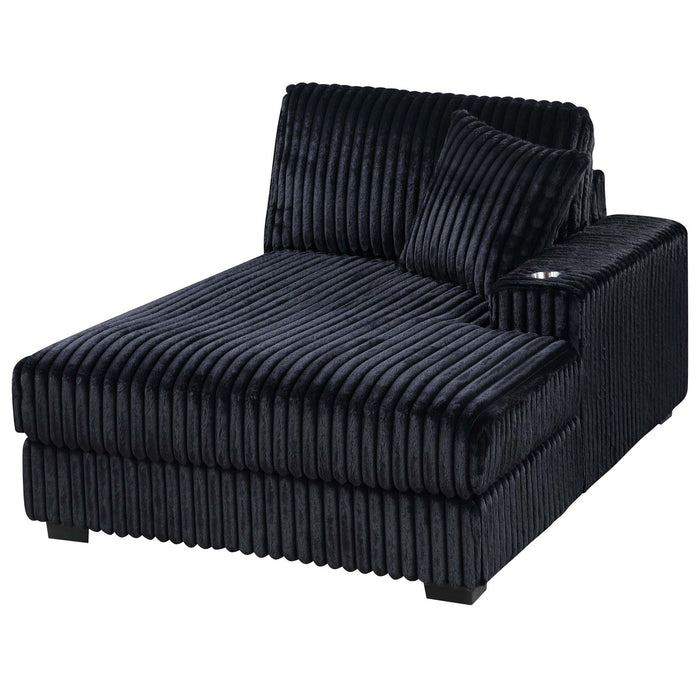 6 Piece Modular Sectional Sofa Set Upholstered Living Room Plush Couch With Cup Holders And USB Port - Black Home Essentials