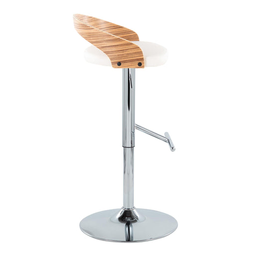 Grotto - Mid-Century Modern Adjustable Height Barstool With Swivel With Straight T Footrest (Set of 2) - White Lumi Source