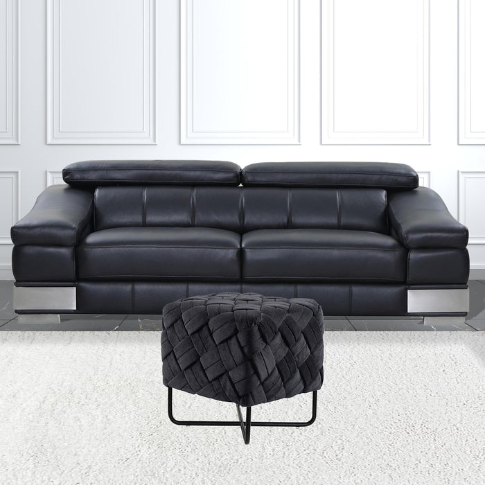 Velvet Cube Ottoman - Black