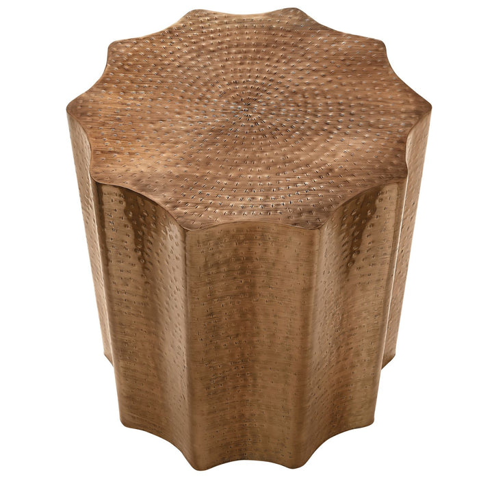 Drum Accent Side Table, Stylish Scalloped Design 8th Street