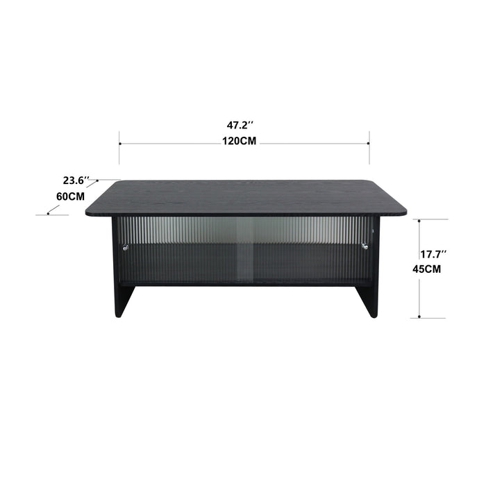 Rectangular Coffee Table With Sliding Door Storage Center Home Essentials