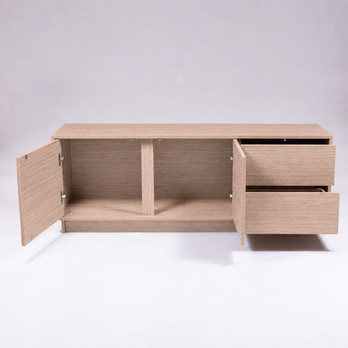 TV Stand For TVs Up To 60" With 2 Doors And 2 Drawers - Natural Walnut Home Essentials