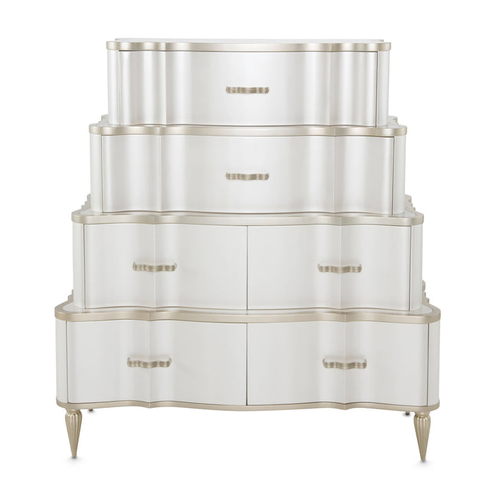 London Place - 6-Drawer Tiered Chest - Creamy Pearl Michael Amini