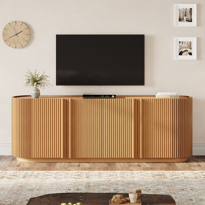 TV Stand With Fluted Tambour Style Door Hearth and Haven