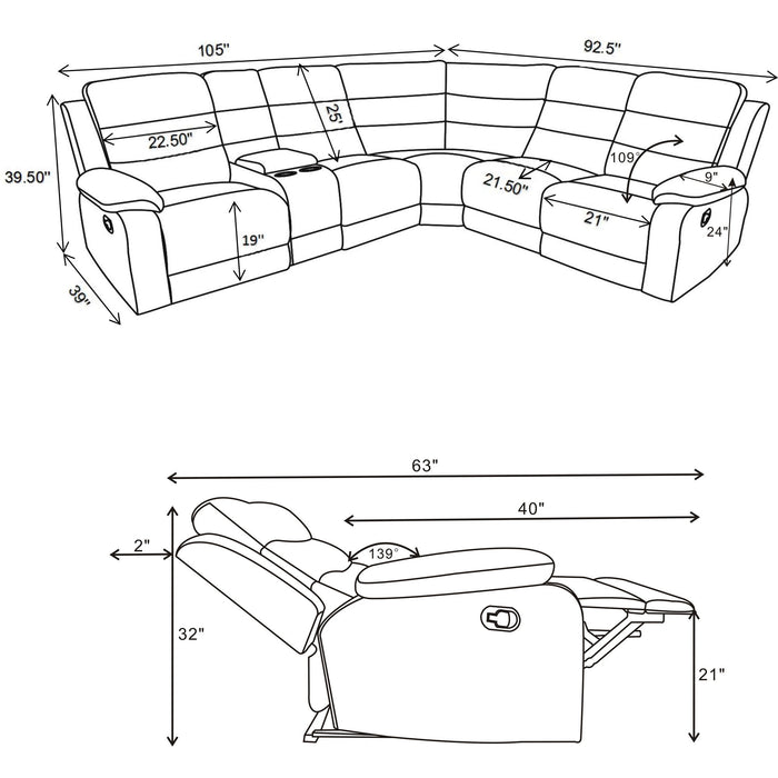 Aaron - 3 Piece Upholstered Sectional - Smoke Furniture Max