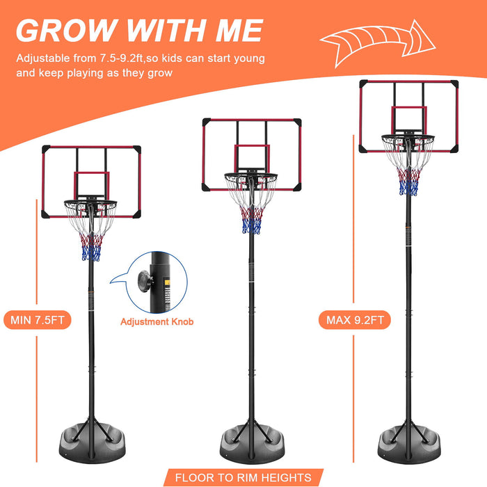 Portable Basketball Hoop System Stand, Height Adjustable For Indoor / Outdoor - Red Daily Nest