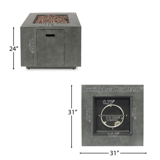 Outdoor Patio Gas Burning Fire Pit Table 50, 000 Btu, Square Noble House