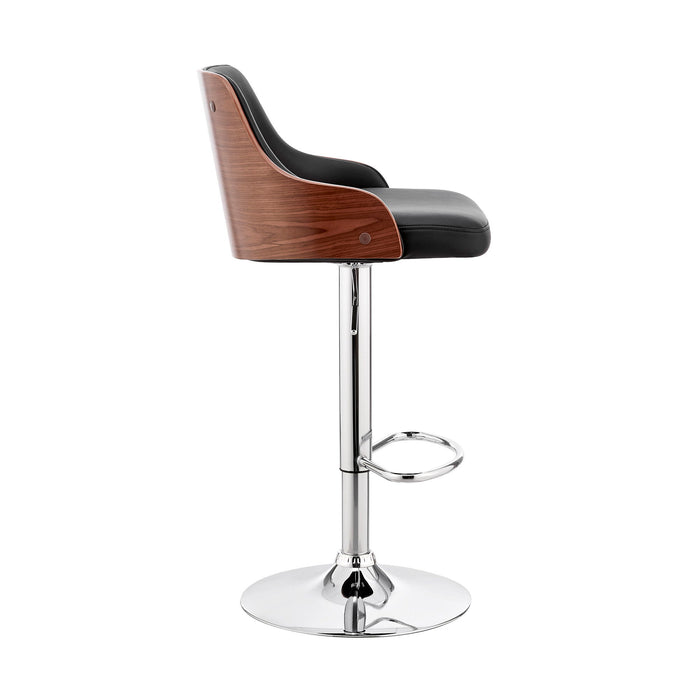 Swivel Adjustable Height Bar Chair - Black / Silver