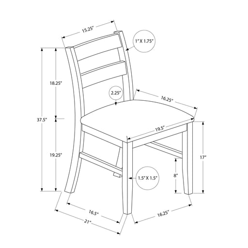 Dining Chair, Upholstered, Side, Dining Room, Transitional (Set of 2) - Brown 8th Street