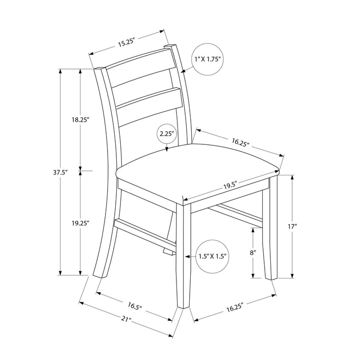Dining Chair, Upholstered, Side, Dining Room, Transitional (Set of 2) - Brown 8th Street