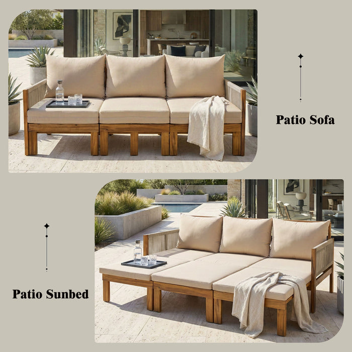 Outdoor 3 Seat Patio Sunbed Hearth and Haven