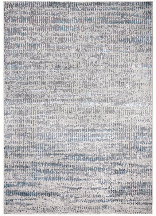 Abstract Stain Resistant Area Rug - Blue Gray And Ivory - 8' X 11'