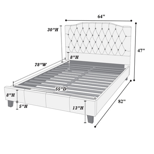 Modern Bed Frame With Tufted Upholstered Headboard Home Essentials