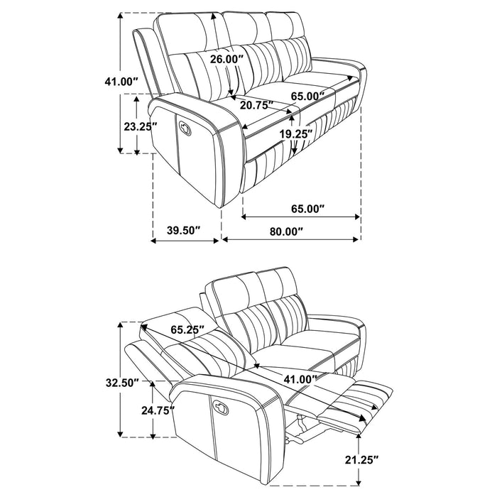 Forrest - Motion Reclining Sofa Comfort With Elegant Tufting And Wide Track Arms - Gray Furniture Max