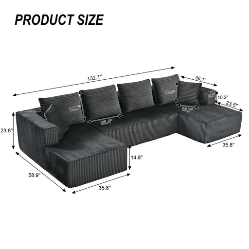 U-Shaped Modular Sectional Sofa With Double Chaise, Oversized Deep Seat For Living Room Home Essentials