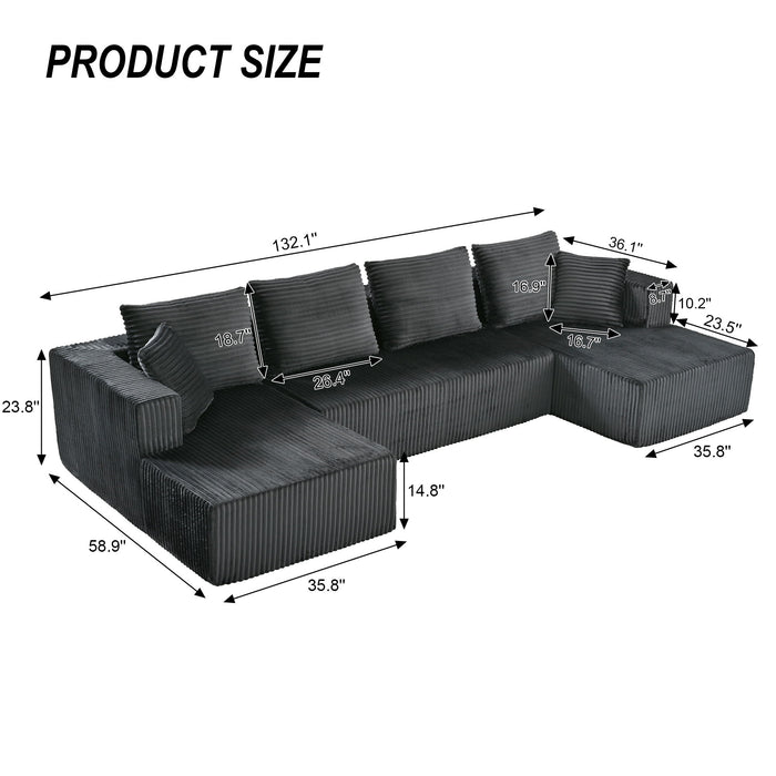 U-Shaped Modular Sectional Sofa With Double Chaise, Oversized Deep Seat For Living Room Home Essentials