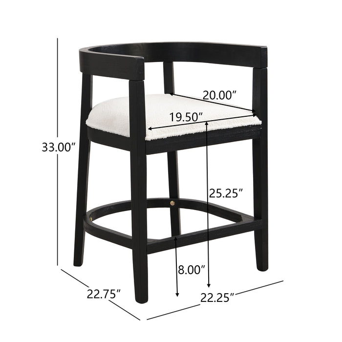 Modern Rubberwood Counter Stool Set With Upholstered Seats Noble House