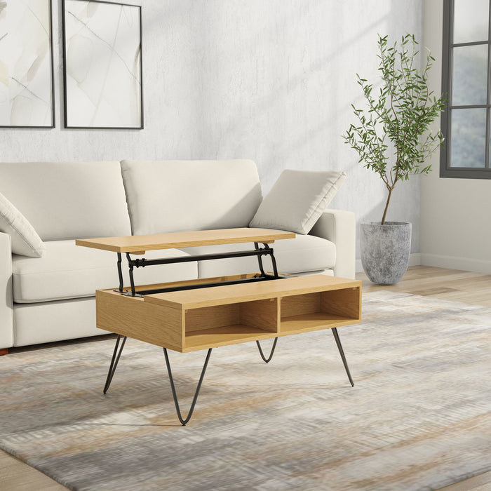 Hunter - Lift Top Coffee With Hidden Storage - Oak Simpli-Home