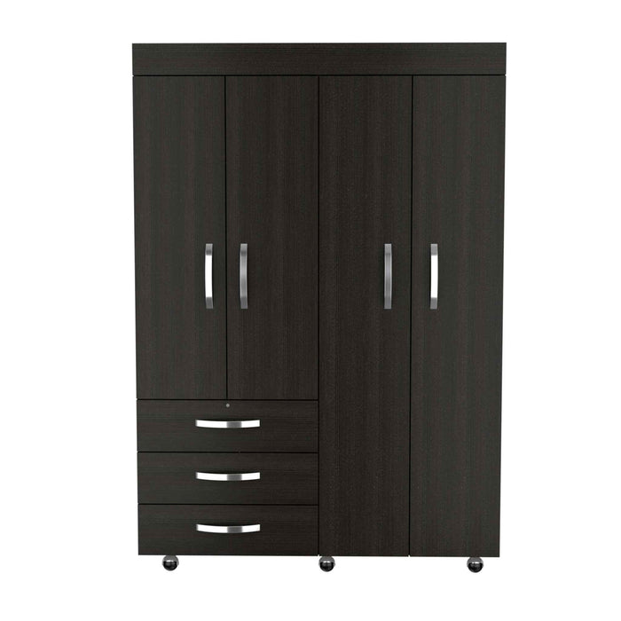 68" Three Drawer Combo Dresser - Black