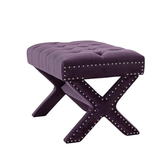 Velvet Tufted Ottoman - Plum