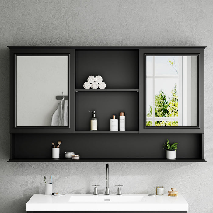 Wall Mounted Bathroom Medicine Cabinet With Double Mirrored Doors Noble House
