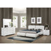 Escalon - 4 Piece Bedroom Set With Paneled Headboard Accents Upholstered - Glossy White Furniture Max