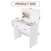 Flip Top Vanity Desk With LED Mirror & Outlet Makeup Table With 2 Drawers, Open Storage, And Jewelry Hooks - White Home Essentials