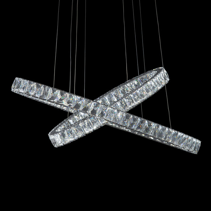 Michael Amini Lighting - Crossover Modern Crystal LED Chandelier - Chrome Michael Amini