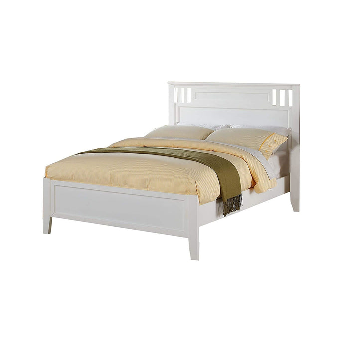 Simple Frame With Headboard And Vertical Carved Design Home Essentials