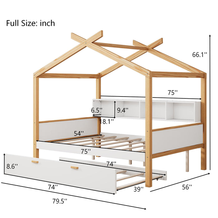 House Bed With Bookshelf Storage Hearth and Haven
