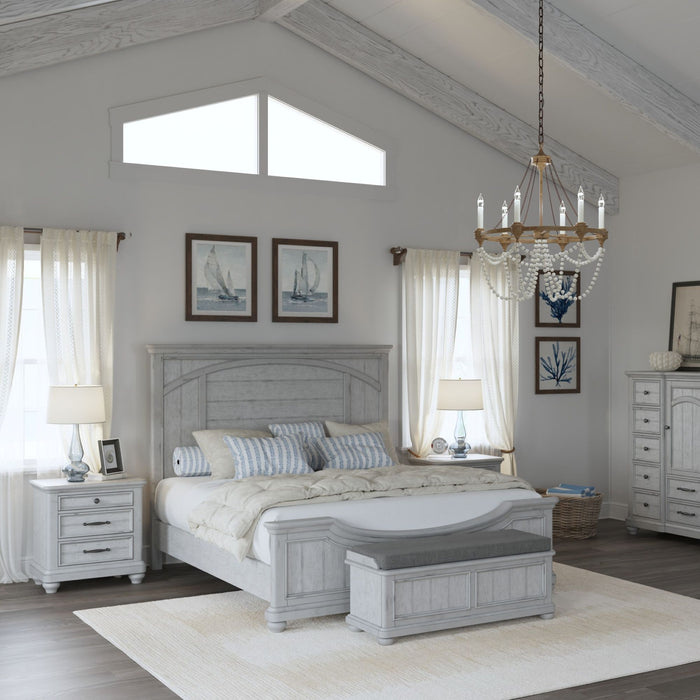Queen Panel Bed - Gray - Wood Emerald Home