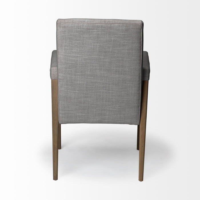 Upholstered Fabric King Louis Back Dining Arm Chair - Gray / Brown