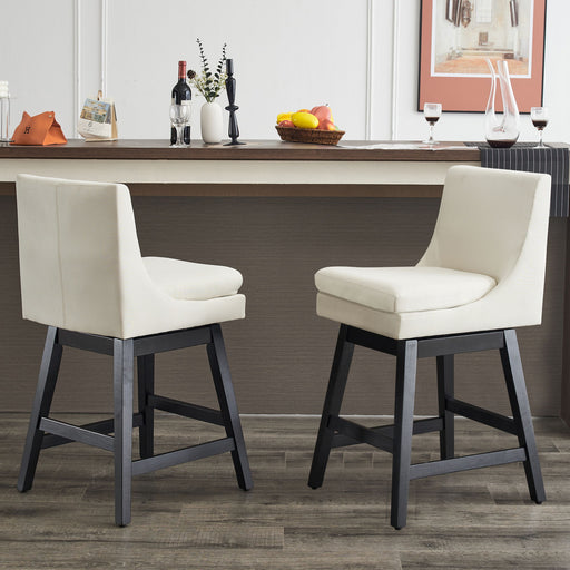 Upholstered Swivel Bar Stools With Ergonomic Design (Set of 2) - Cream White Home Essentials
