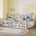 Platform Bed Frame With Guardrail, Storage Shelves & Bookshelf Home Essentials
