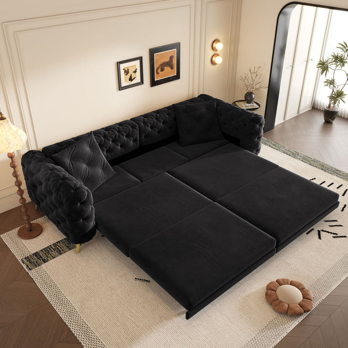 3 In 1 Convertible Sleeper, Deep Seat Pull Out Sofa Bed, Button Tufted Home Essentials