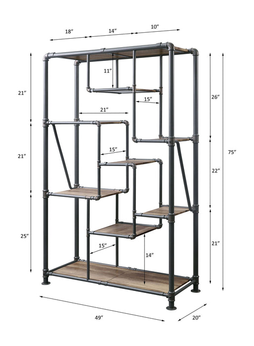 Brantley - Bookshelf - Antique Oak & Sandy Gray ACME