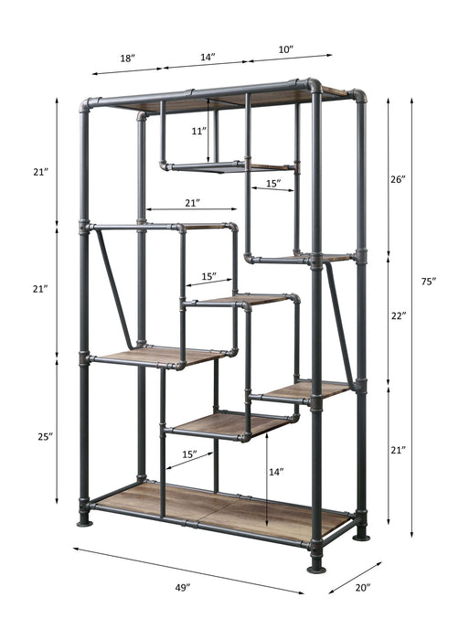 Brantley - Bookshelf - Antique Oak & Sandy Gray ACME