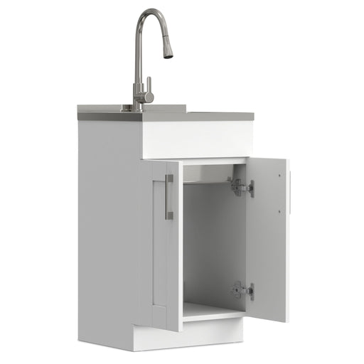 Modern Shaker All-In-One Laundry Utility Sink And Cabinet With Pull-Out Faucet Simpli-Home