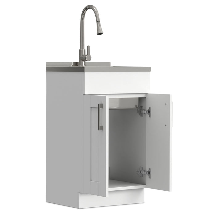 Modern Shaker All-In-One Laundry Utility Sink And Cabinet With Pull-Out Faucet Simpli-Home