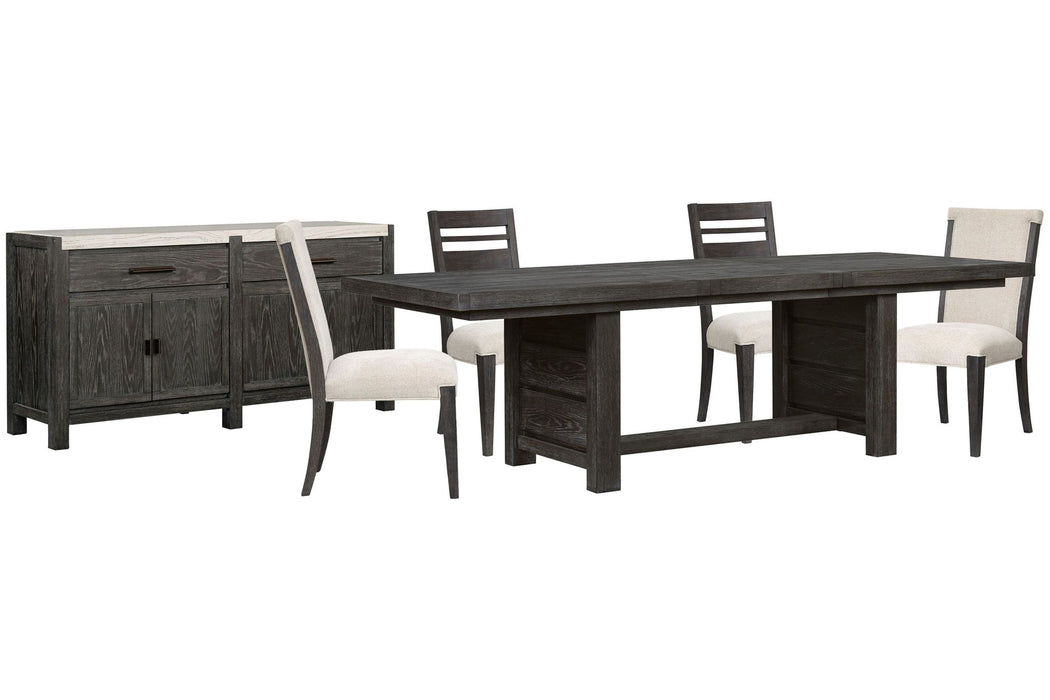 Plum Creek - 6 Piece Extendable Trestle Dining Table Set Magnussen Furniture