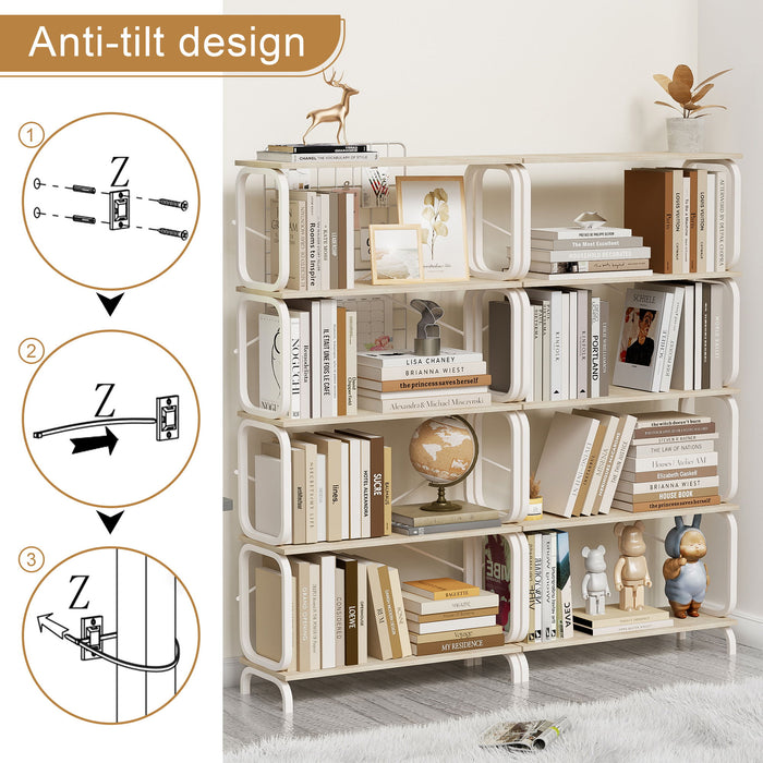 5 Tier Industrial Bookshelf, Tall Bookcase With Open Design, Vintage Storage Organizer Home Essentials
