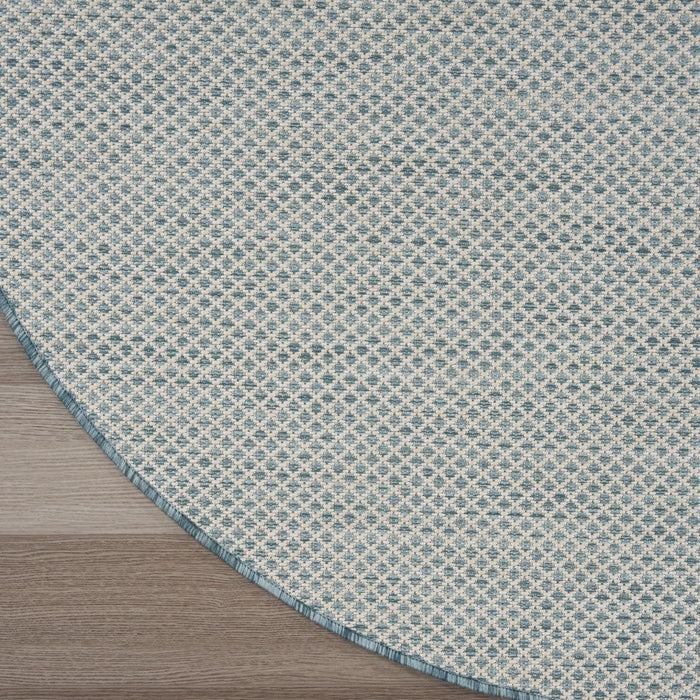 5' Round Geometric Power Loom Area Rug - Blue