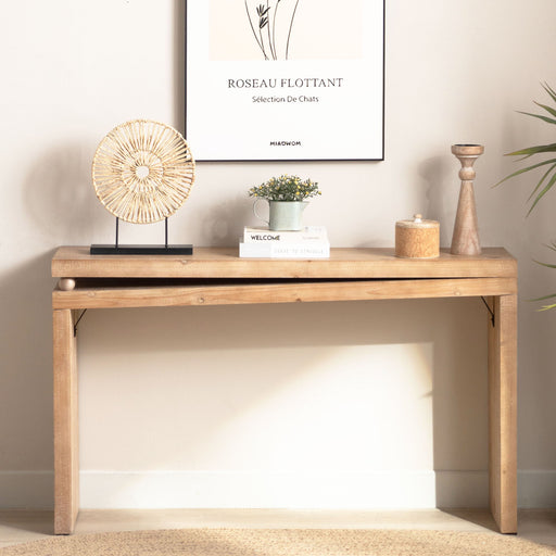 Slim Console Table, Narrow Entryway Table With Bead Detail - Light Natural / Natural Home Essentials