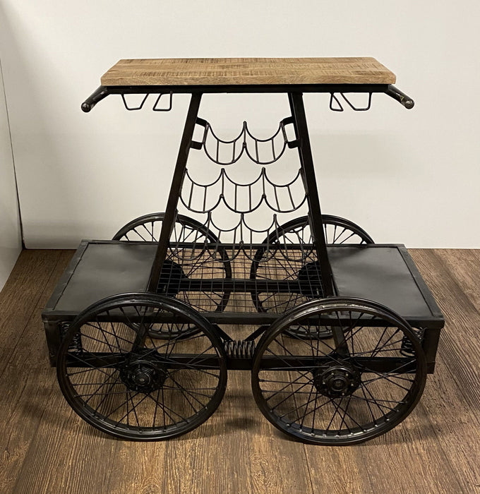 Rail Car Bar Cart - Rustic Black