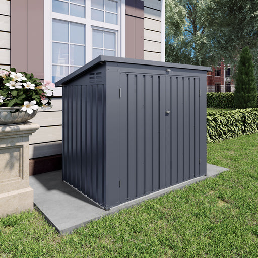 Outdoor Trash Can Storage Shed For 2 Bins Garbage - Gray Daily Nest