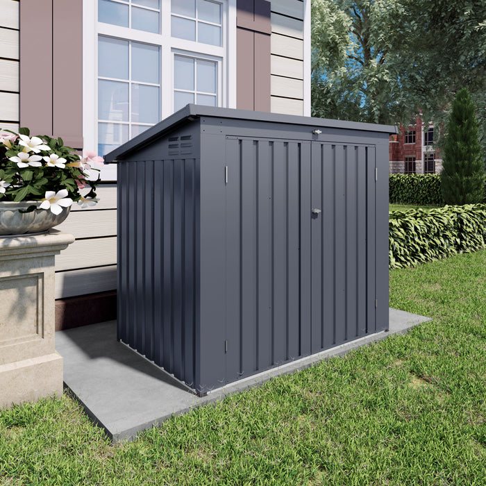Outdoor Trash Can Storage Shed For 2 Bins Garbage - Gray Daily Nest