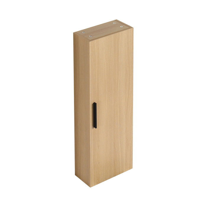 Tall Floating Bathroom Side Cabinet, Wall Mounted Single Door Storage - Light Oak Home Essentials