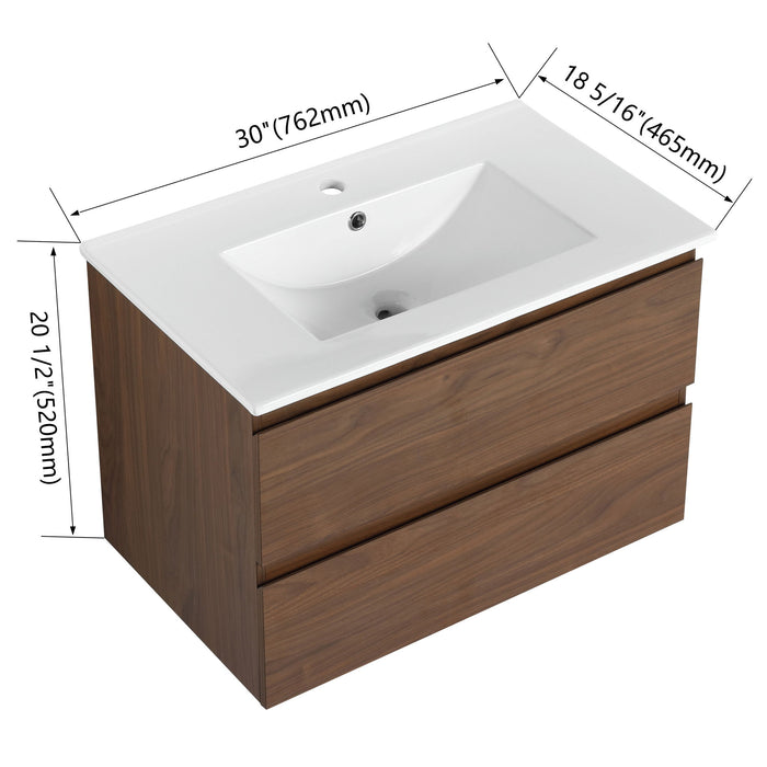 Wall Mounted Bathroom Vanity & Sink, 2 Soft Close Drawers Home Essentials