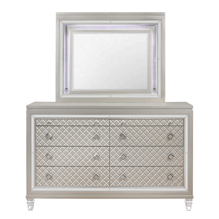 Dresser With Tapered Acrylic Legs And 2 Jewelry Drawers - Champagne