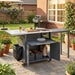 Foldable Outdoor Prep Station BBQ Cart With Trash Rack Hearth and Haven